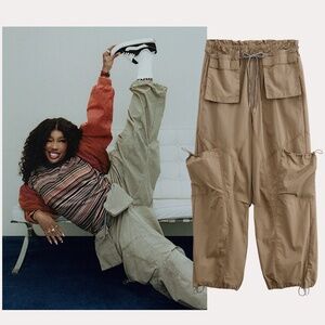 Vans by SZA $150 Premium Canopy Parachute Utility Cargo Pants Unisex Small Brown